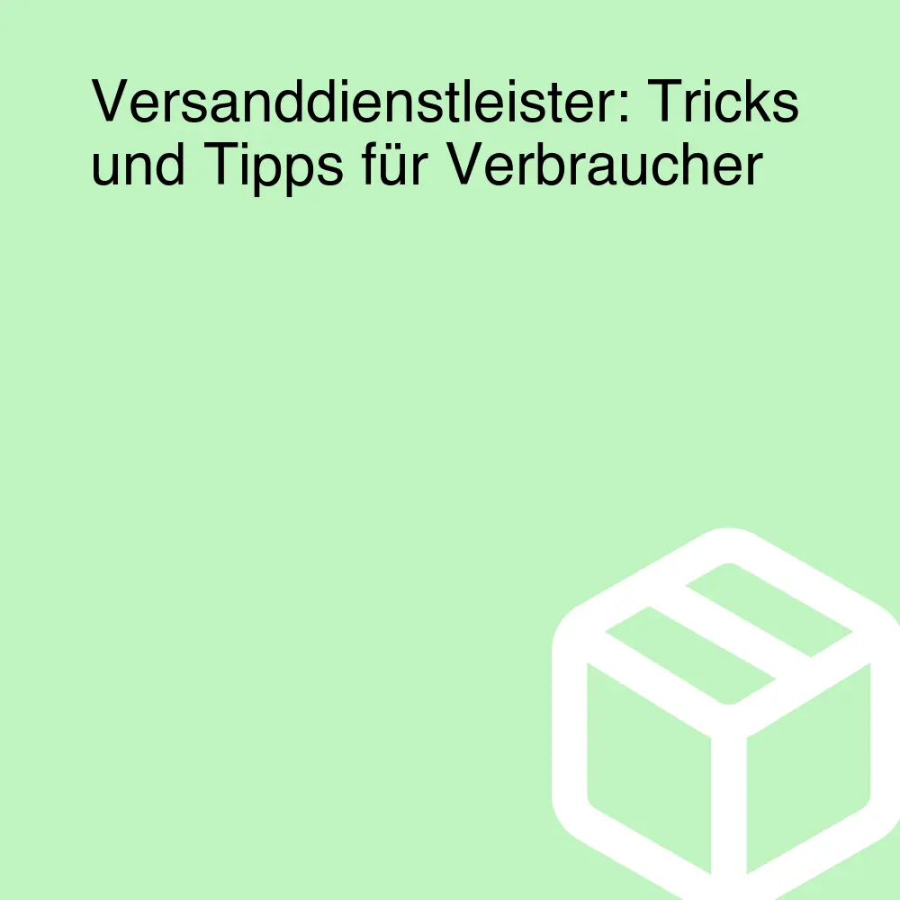 Versanddienstleister: Tricks und Tipps für Verbraucher Versanddienstleister: Tricks und Tipps für Verbraucher