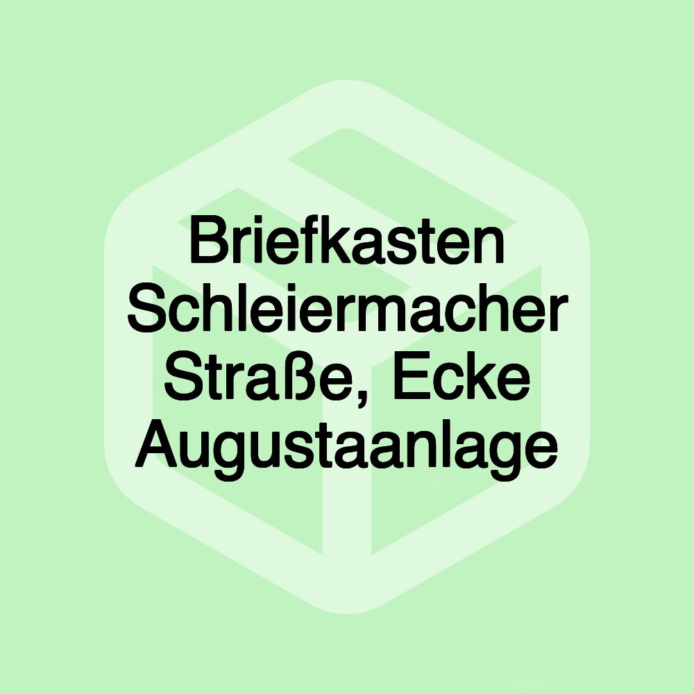 Briefkasten Schleiermacher Straße, Ecke Augustaanlage Briefkasten Schleiermacher Straße, Ecke Augustaanlage